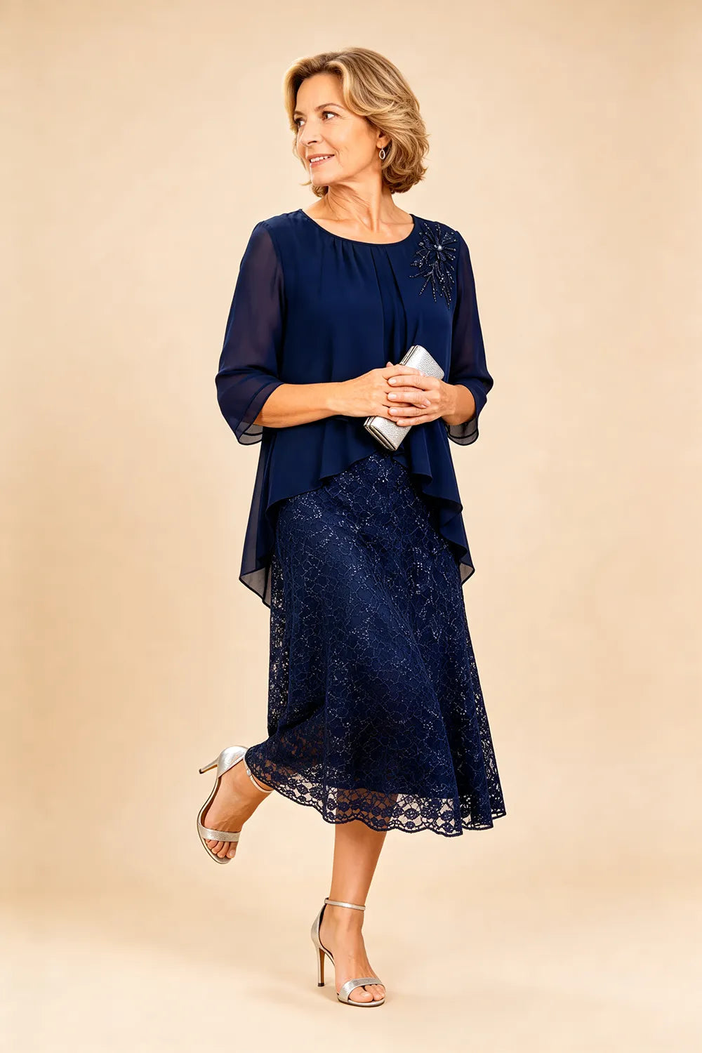 Cecilia™ Elegant Lace Overlay Evening Dress