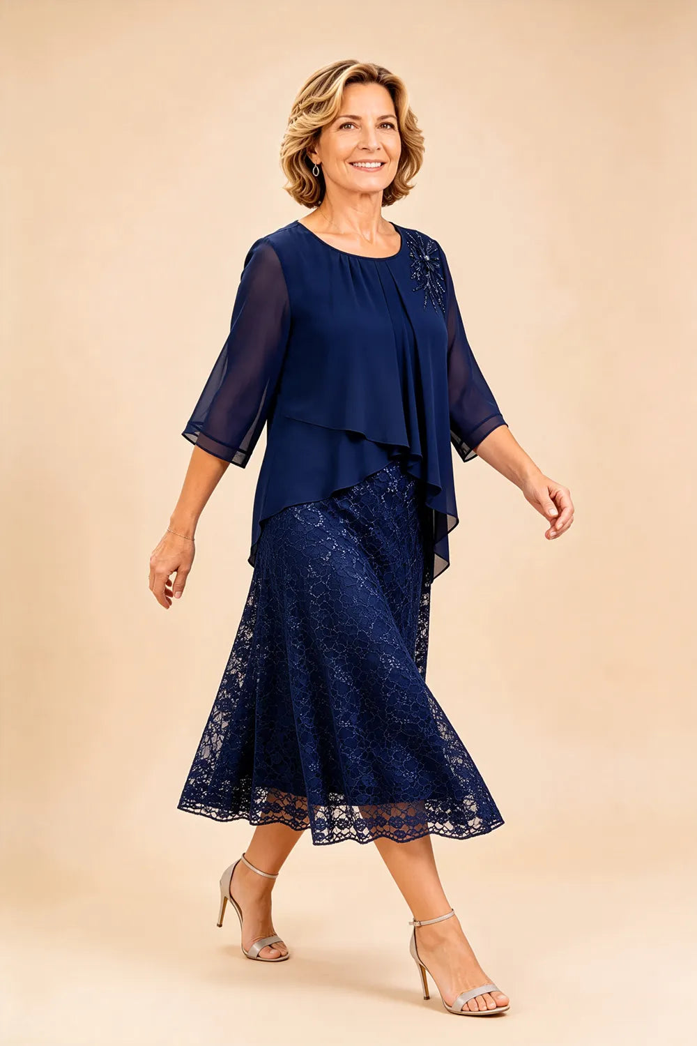 Cecilia™ Elegant Lace Overlay Evening Dress