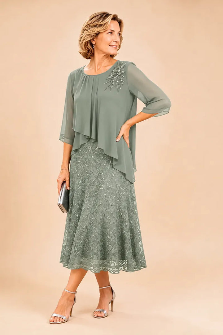 Cecilia™ Elegant Lace Overlay Evening Dress
