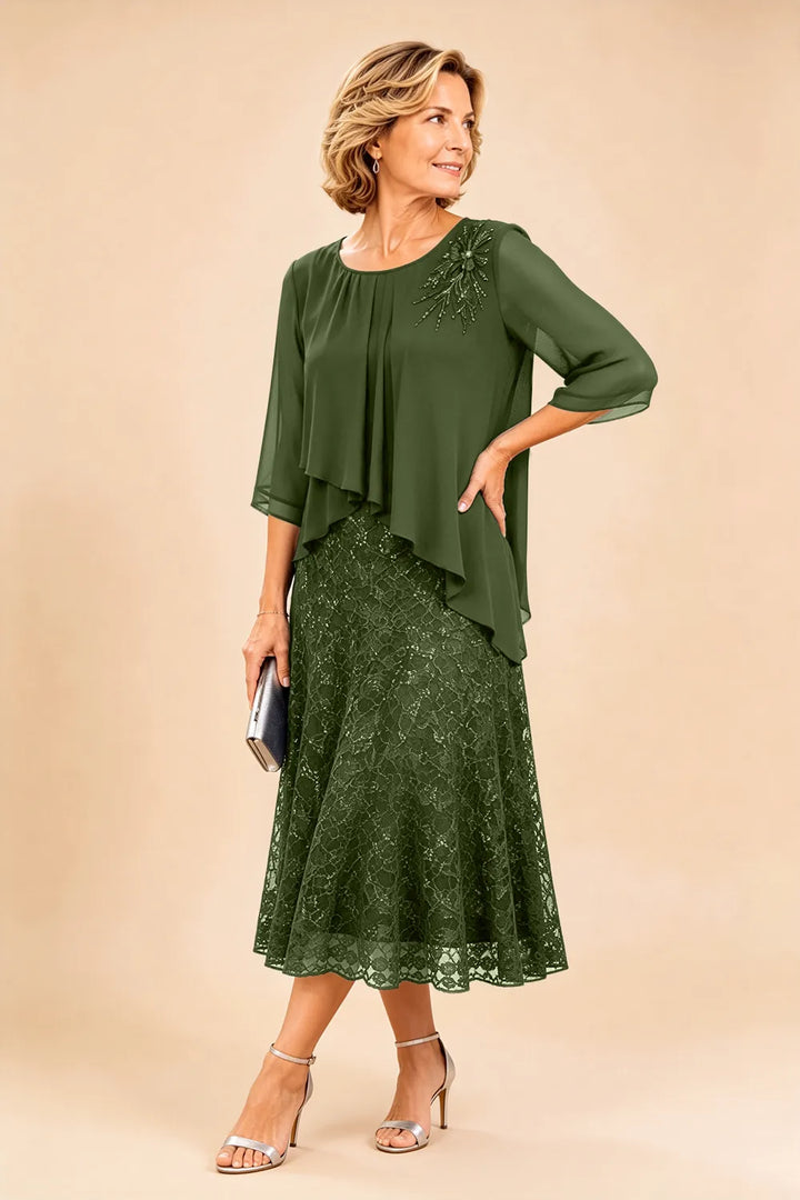 Cecilia™ Elegant Lace Overlay Evening Dress