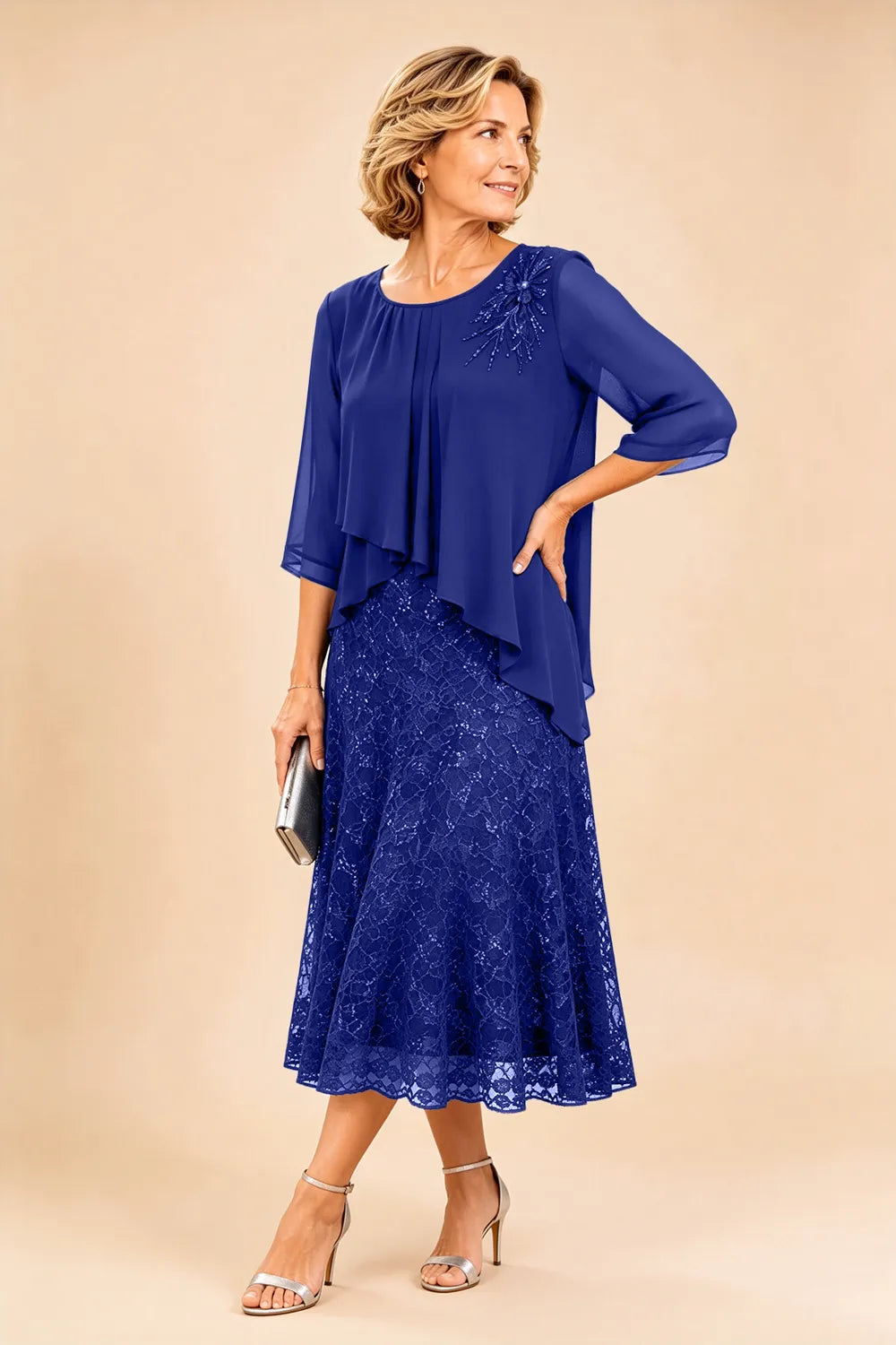 Cecilia™ Elegant Lace Overlay Evening Dress