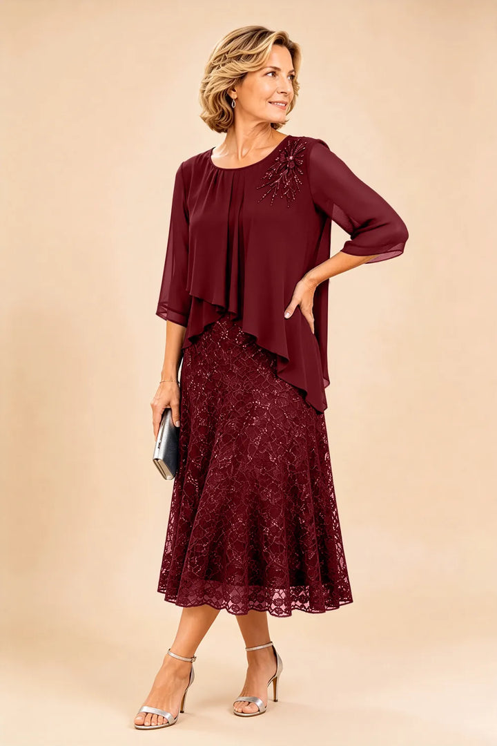 Cecilia™ Elegant Lace Overlay Evening Dress