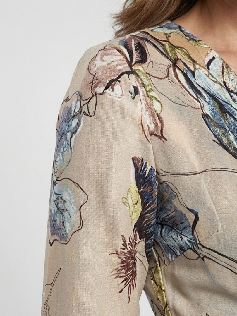 Esther™ | Three Quarter Sleeve Floral Maxi Wrap Dress