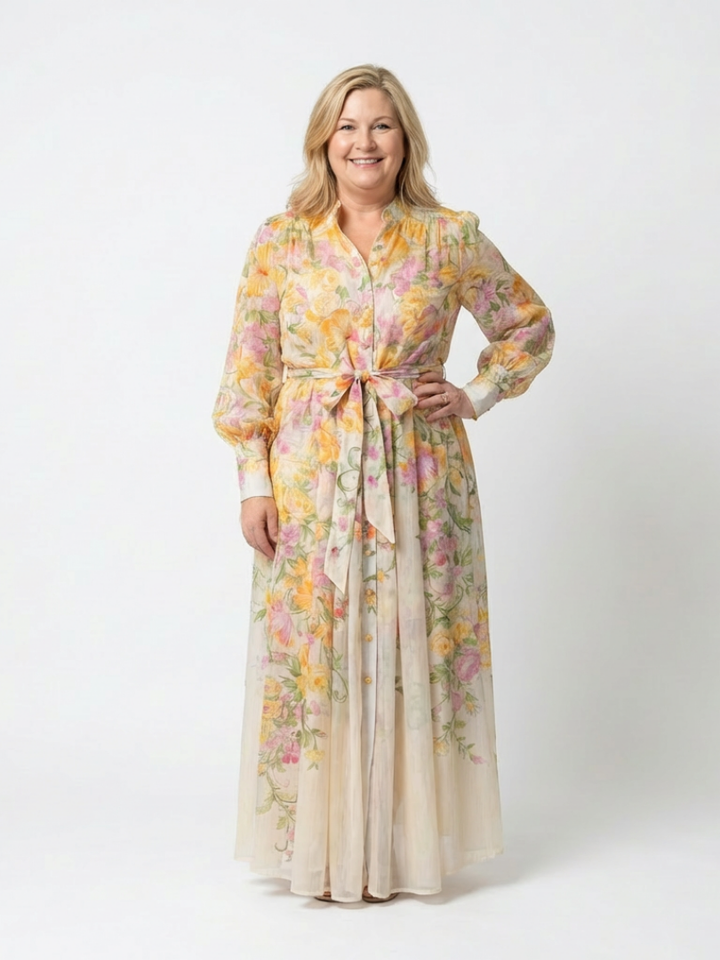 Cressida™ | Floral Sheer Long Sleeve Maxi Dress