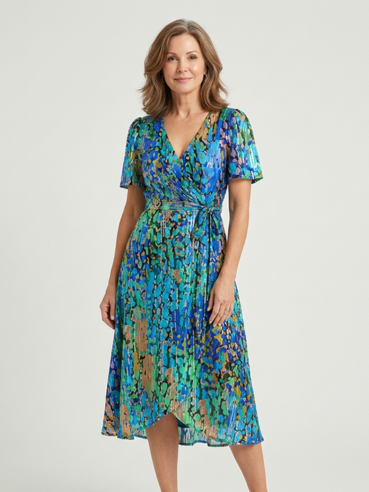 Zafrina™ | Abstract Pattern Midi Dress