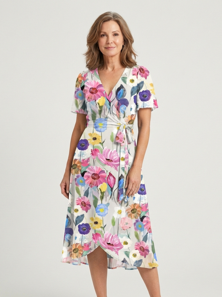 Zafrina™ | Abstract Pattern Midi Dress
