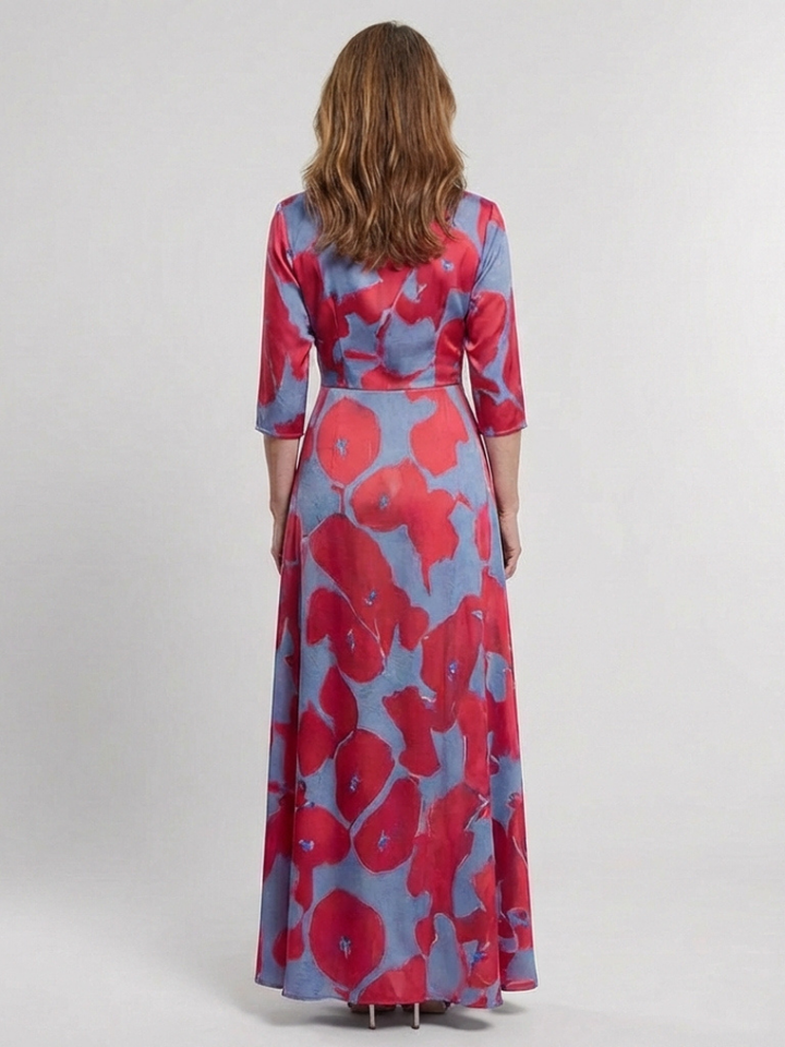 Danielle™ | Three Quarter Sleeve V Neck Floral Maxi Dress
